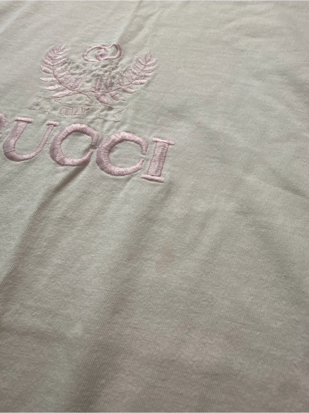 Gucci Light Pink Embroidered Logo Ringer Tee - Picture 6 of 13